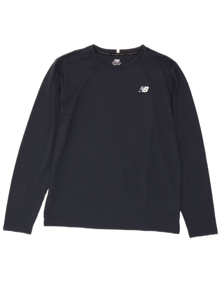 New Balance Herre Top Langærmet Medium Navy Blue Polyester