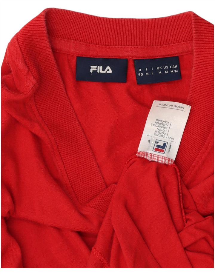 Fila Herre T-Shirt Top Medium Rød Bomuld