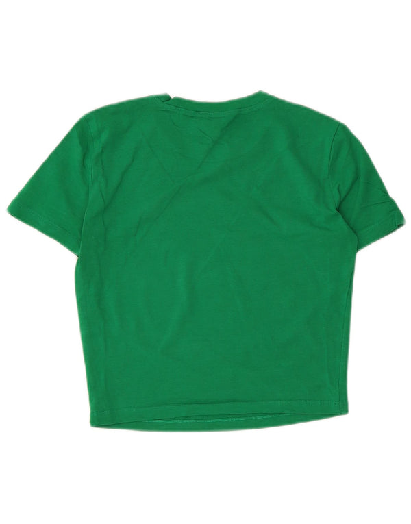 Zara Womens Crop T-Shirt Top UK 12 Medium Green Bomuld