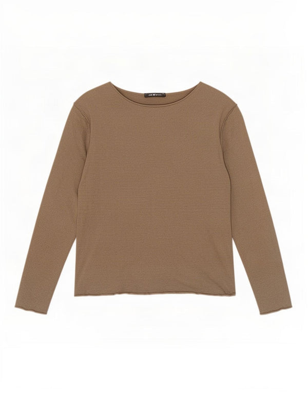 Massimo Dutti Womens Crop Top 3/4 ærme UK 6 XS Khaki