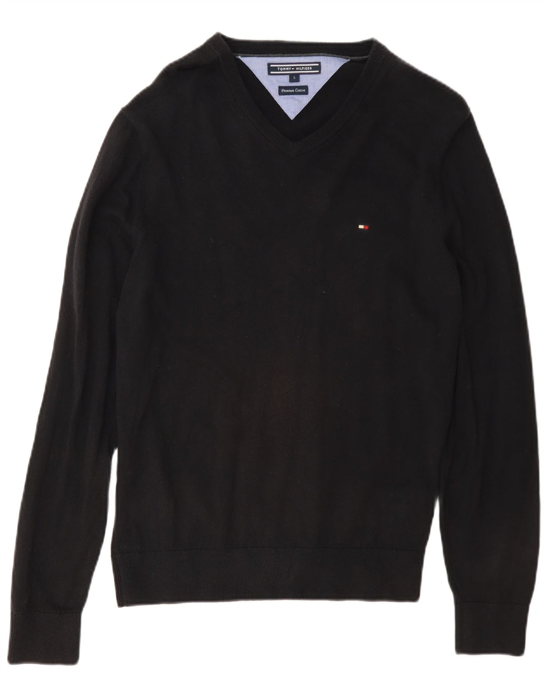 Tommy Hilfiger Herre Regular Fit V-hals sweater lille sort bomuld