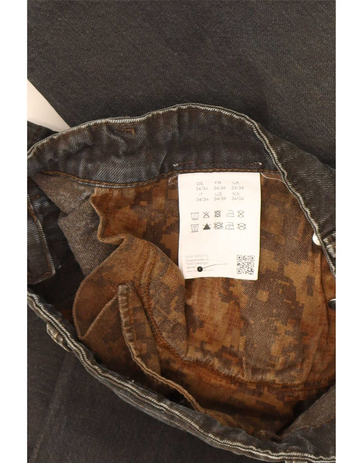 Hugo Boss Straight Jeans til mænd W34 L34 Sort bomuld