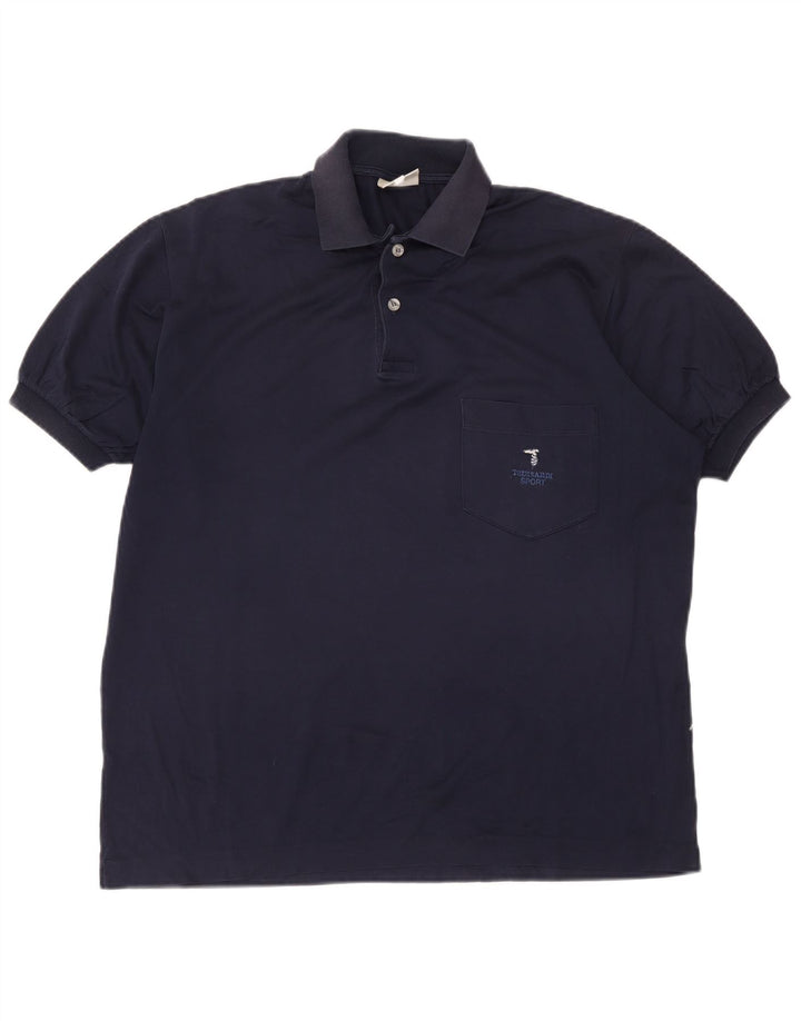 Trussardi Herre Polo Shirt IT 50 Medium Navy Blue