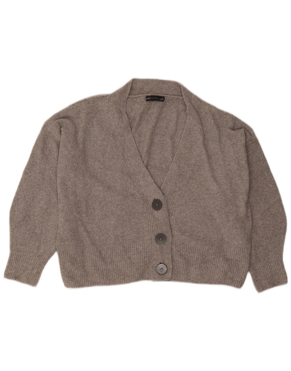 Marks & Spencer Womens Crop Oversized cardigantrøje UK 18 XL Grå Bomuld