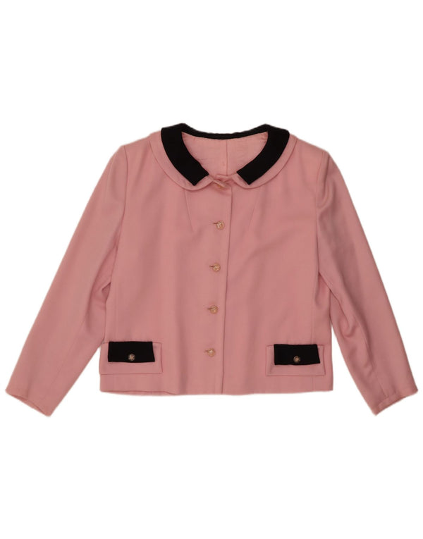 Vintage Bolero-jakke til kvinder UK 12 Medium Pink Colourblock