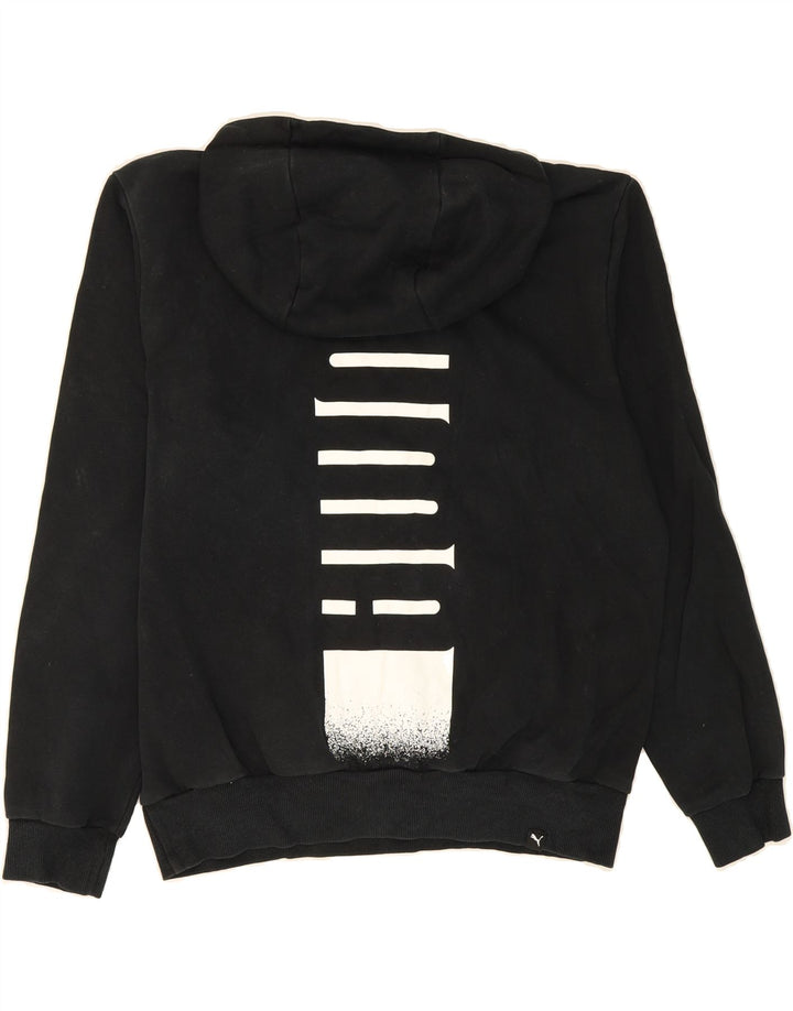 PUMA Mens Graphic Hoodie Jumper Medium Black Cotton Vintage Puma and Second-Hand Puma from Messina Hembry 