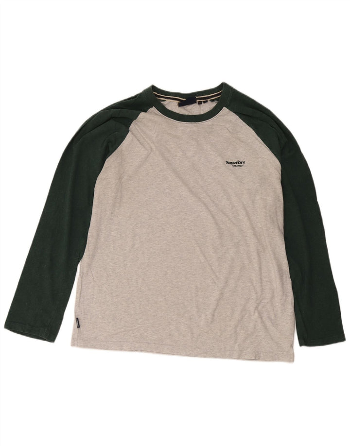 Superdry Herre Top Langærmet 2XL Grå Colourblock Bomuld