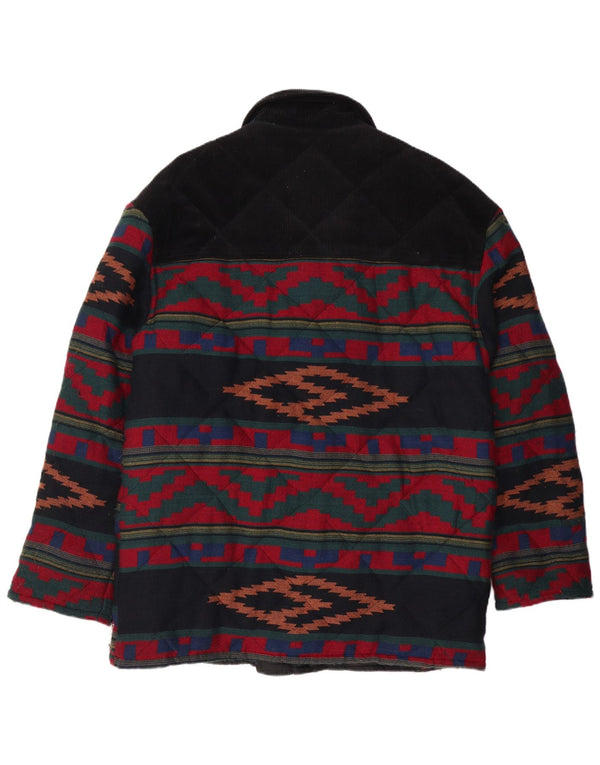 VINTAGE Herre quiltet jakke UK 40 Stor Flerfarvet Geometrisk