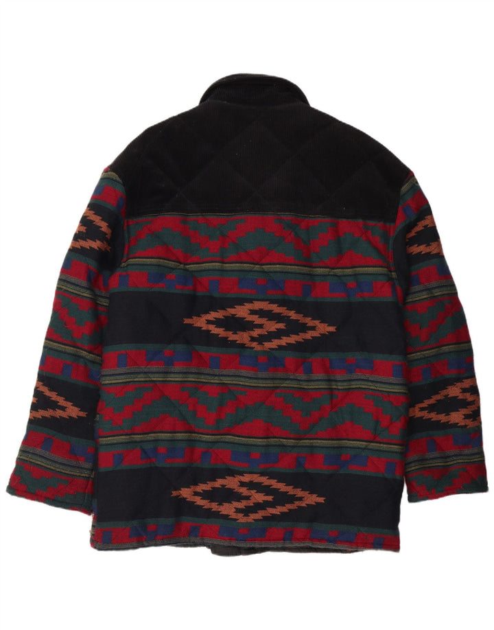 VINTAGE Herre quiltet jakke UK 40 Stor Flerfarvet Geometrisk