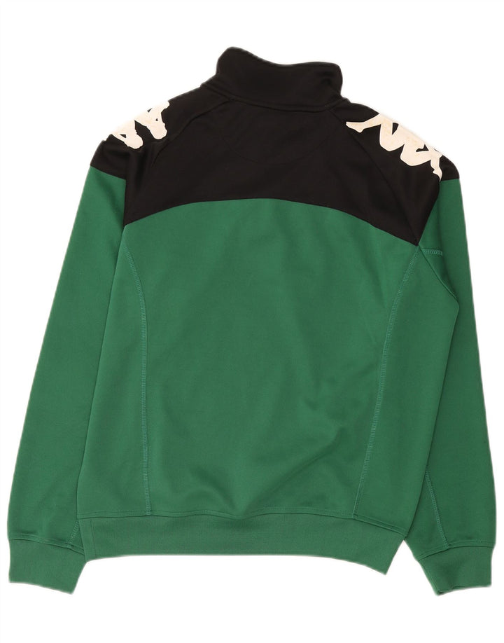 Kappa Herre Grafisk Zip Neck Sweatshirt Jumper Lille Grøn Colourblock