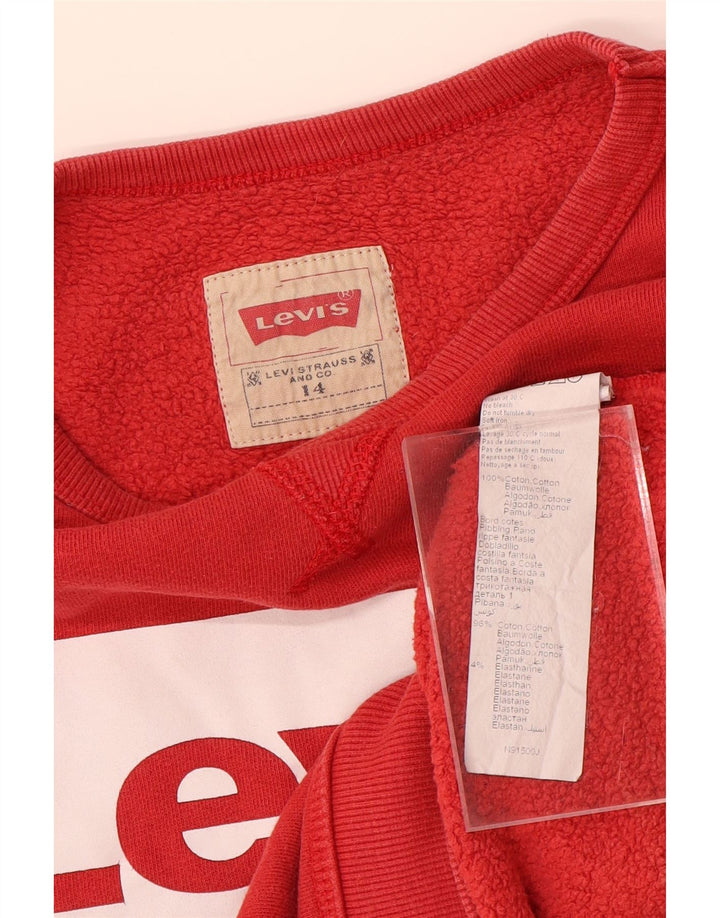 LEVI'S Boys Grafisk Sweatshirt Jumper 13-14 år Rød Bomuld