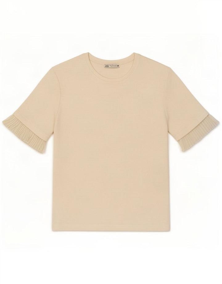Zara Womens Crop Bluse Top UK 12 Medium Off White Viscose