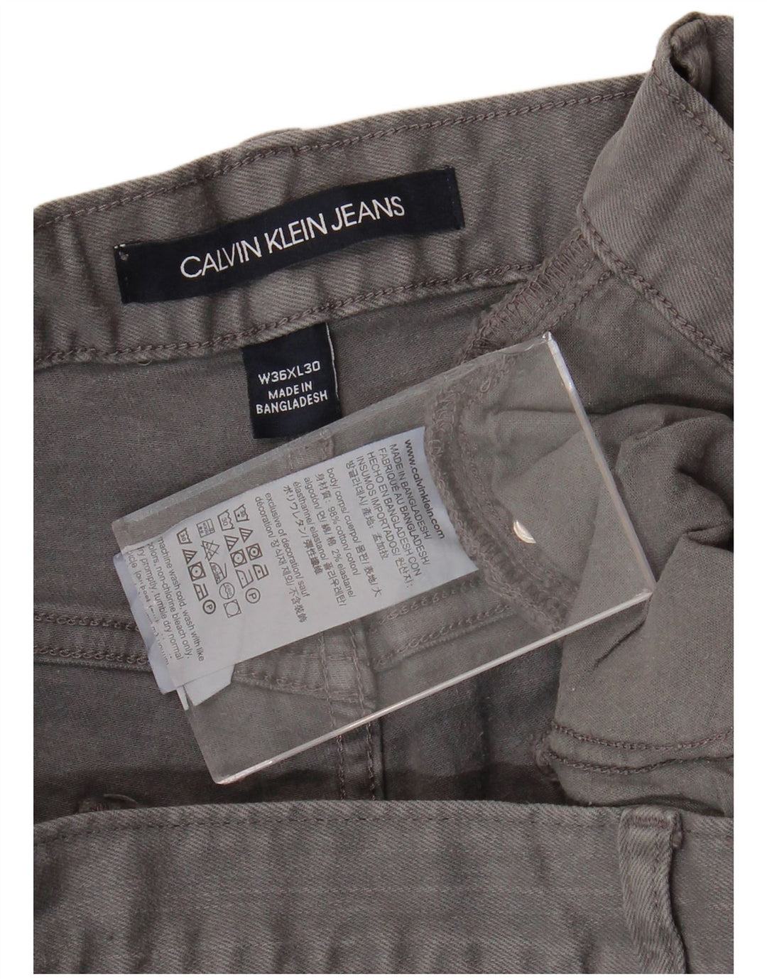 CALVIN KLEIN Straight jeans til mænd W36 L30 Grå bomuld
