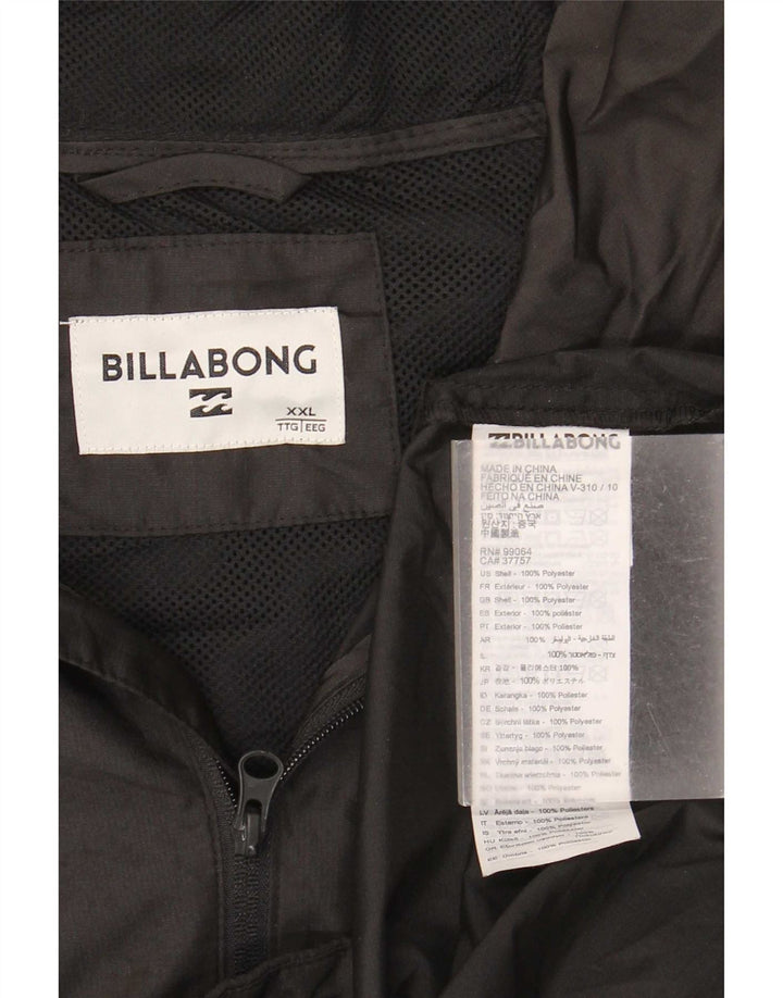 Billabong Herre Grafisk Hætte Regnjakke UK 44 2XL Sort Polyester