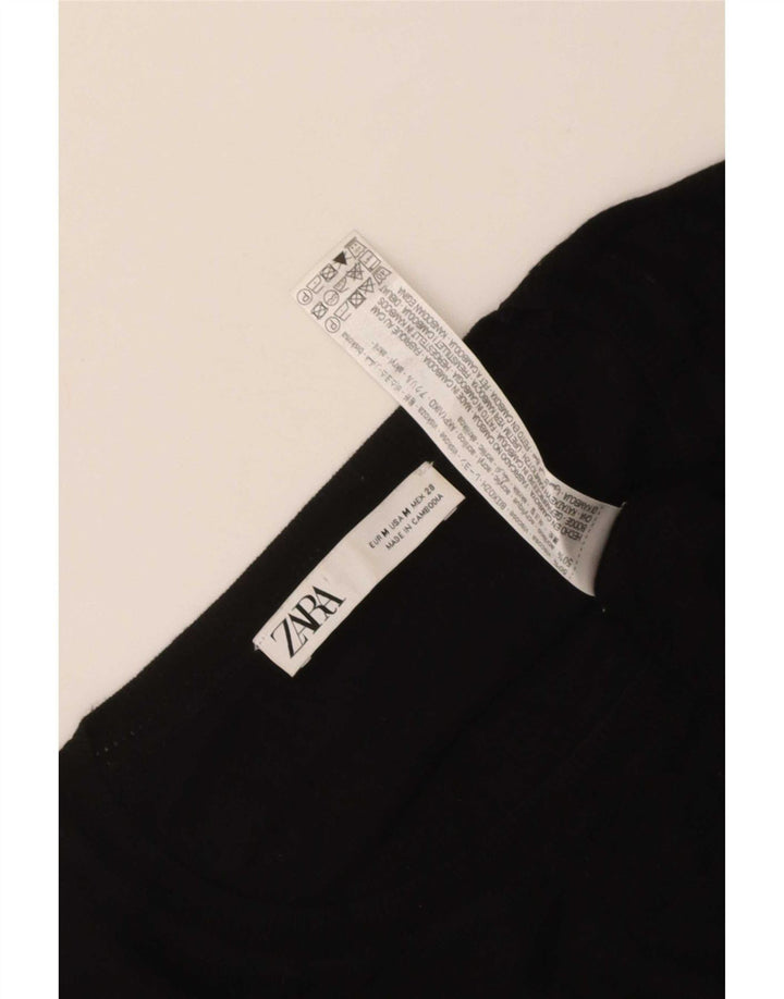 Zara Dame Boat Neck Jumper Sweater UK 14 Medium Black Viscose