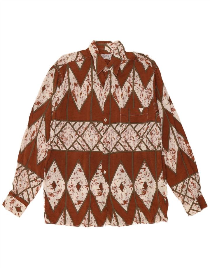 Vintage herreskjorte medium brun geometrisk