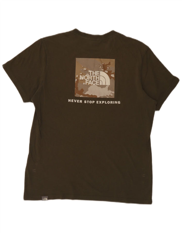 The North Face Herre grafisk T-shirt Top Medium Khaki Bomuld
