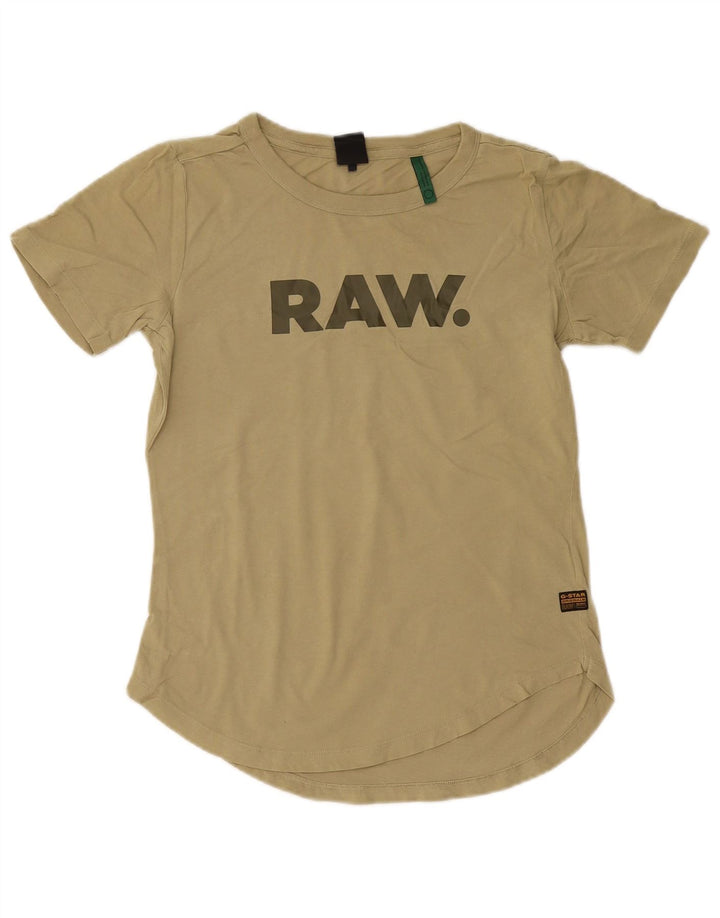 G-STAR Grafisk T-shirt top til kvinder UK 12 Medium Khaki Bomuld