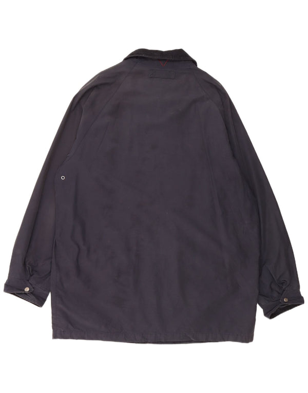 VINTAGE Herre Windbreaker Jacket UK 44 2XL Navy Blue Bomuld