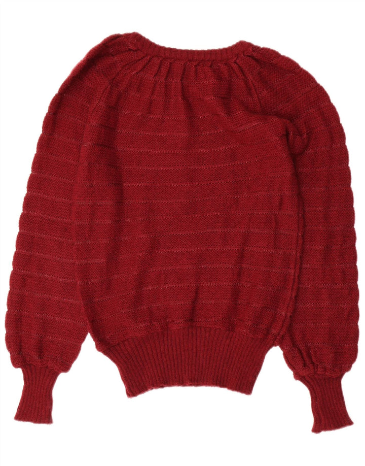 VINTAGE Dame Boat Neck Jumper Sweater UK 12 Medium Maroon