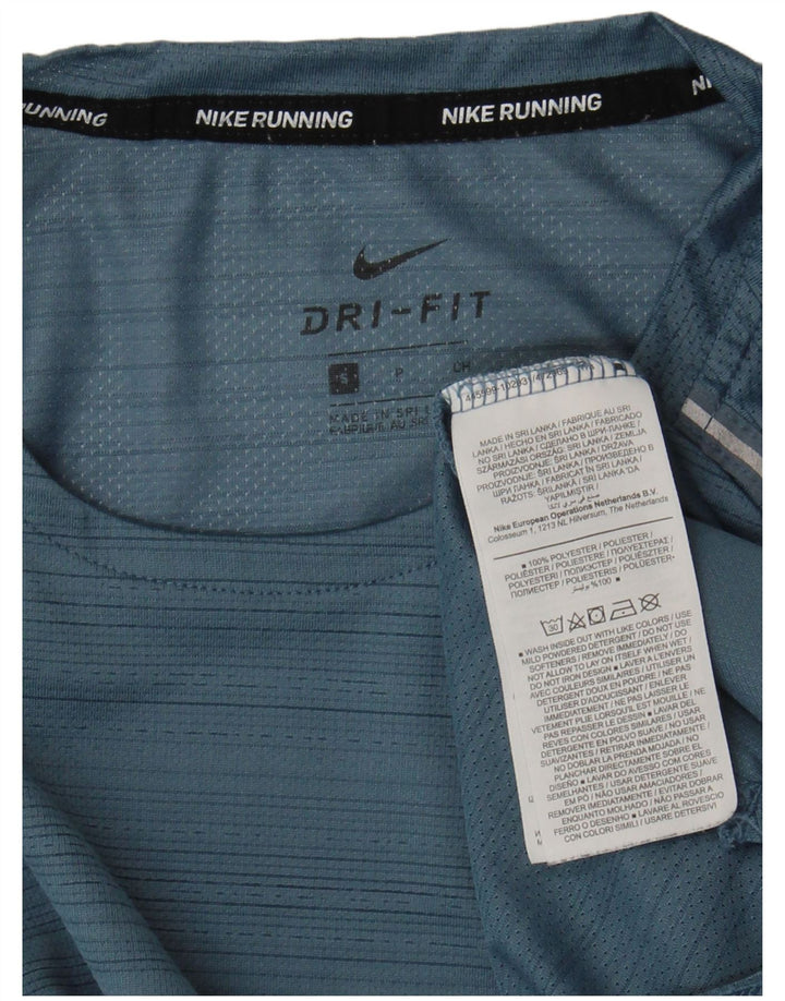 Nike herre Dri Fit T-shirt top lille blå stribet polyester