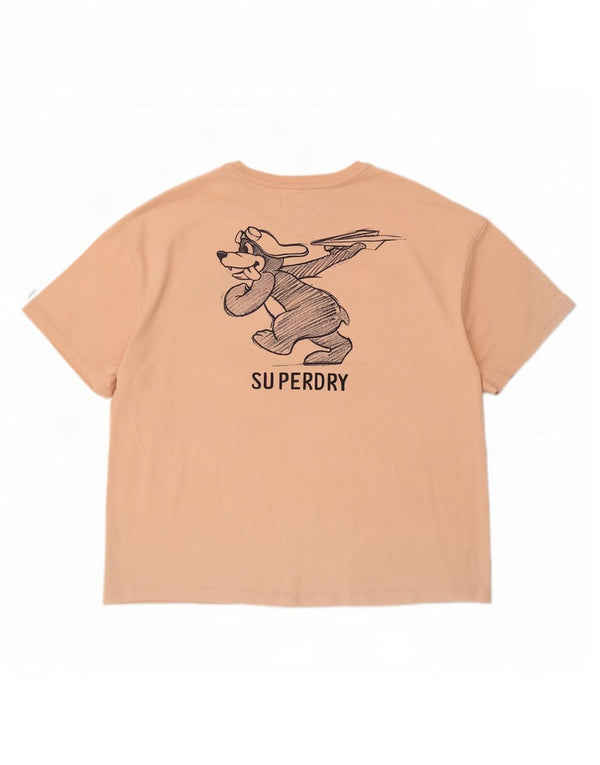 Superdry Oversized grafisk T-shirt top til kvinder UK 10 Small Pink Bomuld