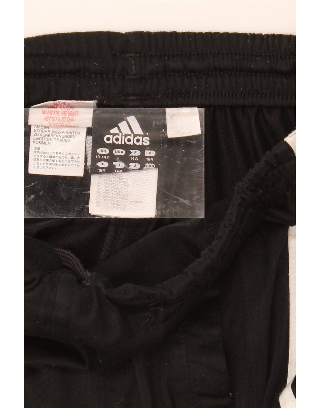 ADIDAS Boys Tracksuit Trousers 13-14 Years  Black Polyester Vintage Adidas and Second-Hand Adidas from Messina Hembry 