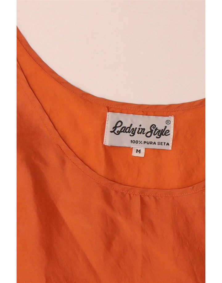 Vintage damevest Top UK 14 Medium Orange Silke
