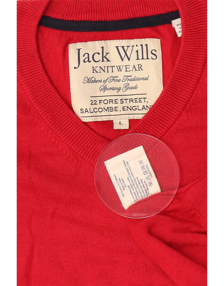 Jack Wills Herre V-hals sweater Stor rød bomuld