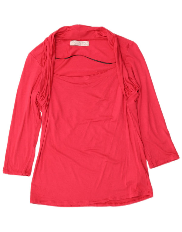 Zara Dame 3/4 ærmet bluse Top UK 18 XL Pink Viscose