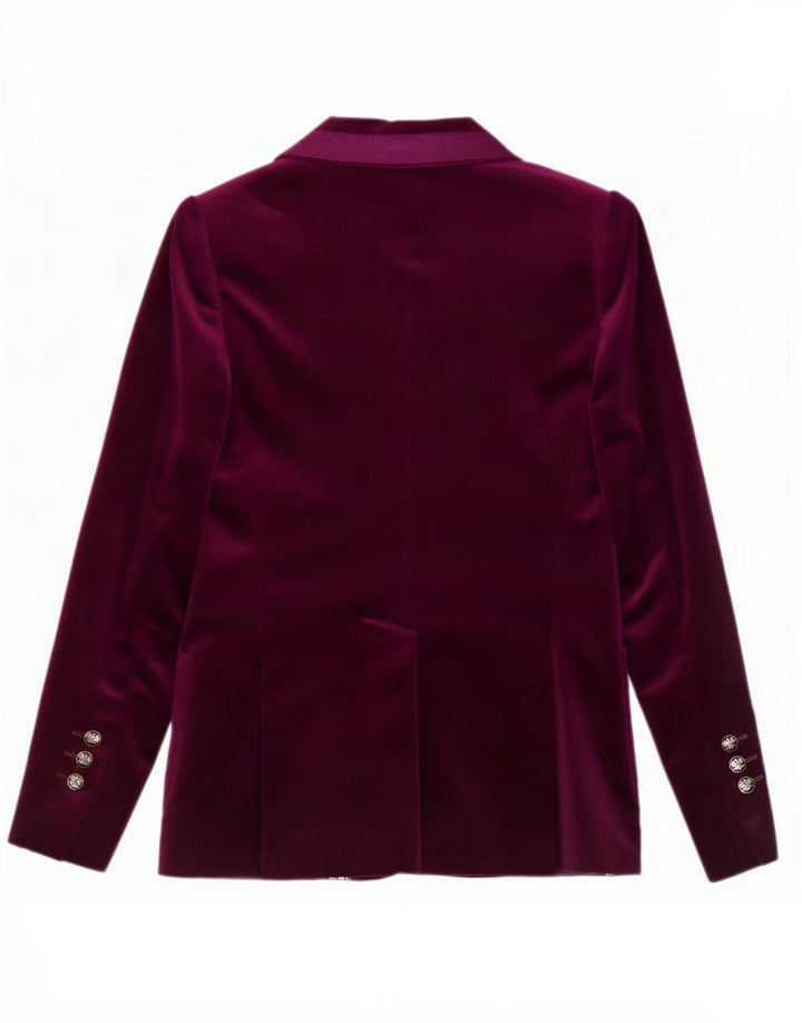 Massimo Dutti Dame 2 Button Velvet Blazer Jacket EU 36 XS Maroon Bomuld