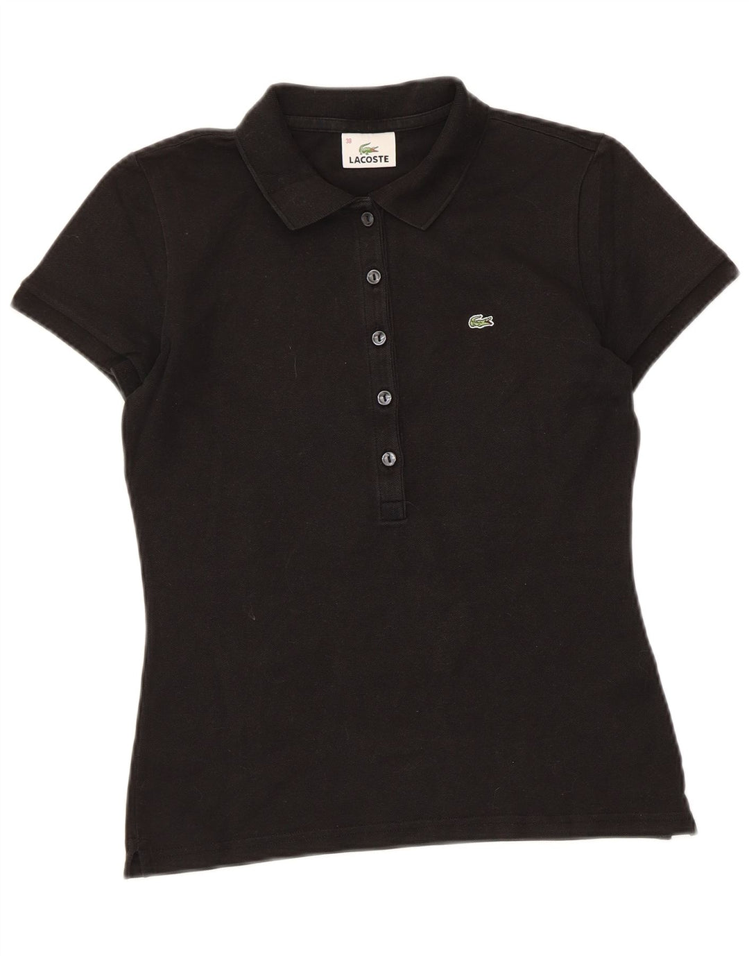 Lacoste Dame Polo Shirt Størrelse 38 Medium Sort Bomuld