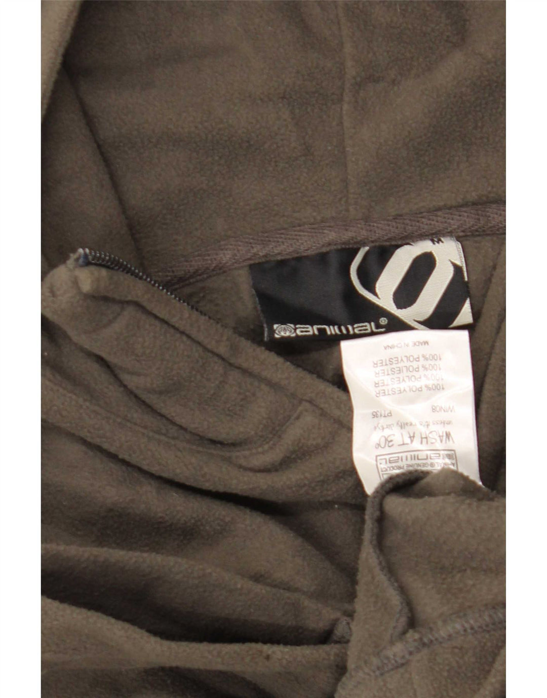 Animal Herre Fleece hættetrøje med lynlås-hals Medium Khaki Polyester
