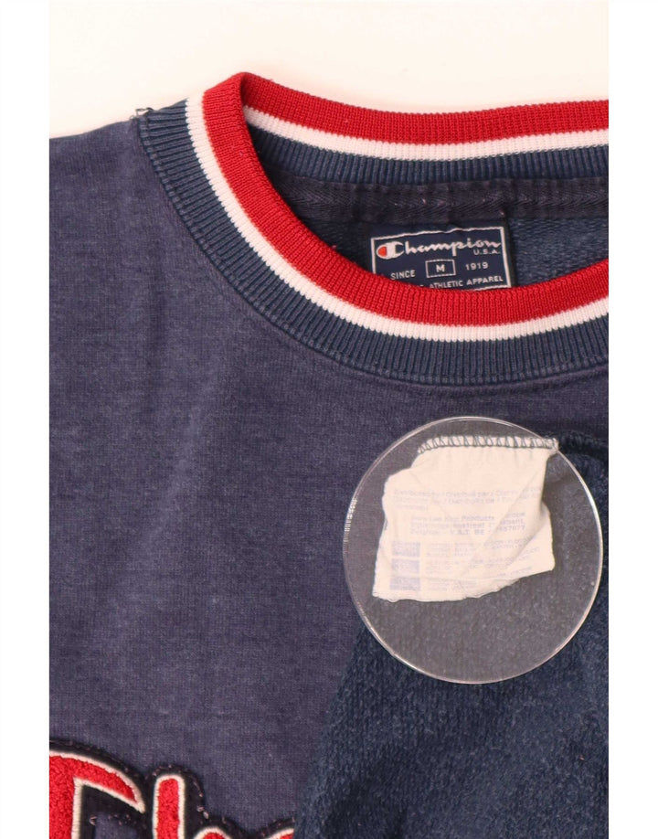 Champion Herre Grafisk Sweatshirt Jumper Medium Marineblå Colourblock Bomuld