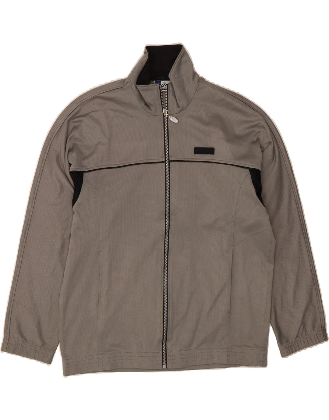 ASICS Mens Tracksuit Top Jacket Small Grey Colourblock Polyester Vintage Asics and Second-Hand Asics from Messina Hembry 