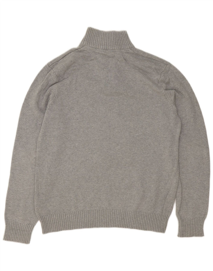 Besætningstøj Herre Button Neck Jumper Sweater Stor Grå Bomuld