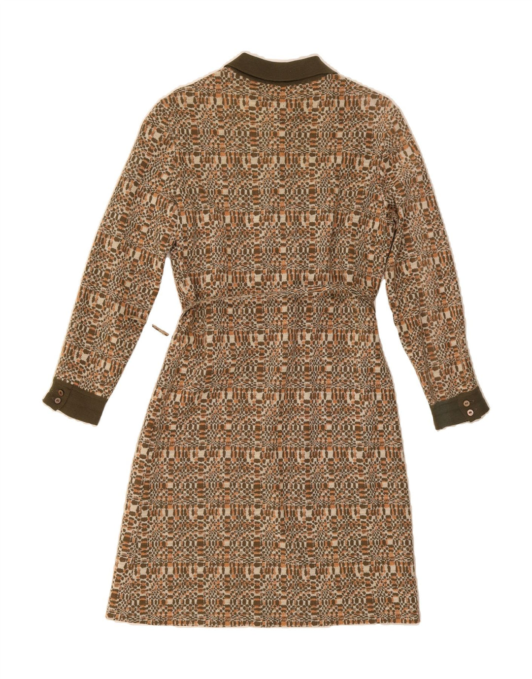 MONA Womens Abstract Pattern Long Sleeve Jumper Dress EU 40 Medium Brown Vintage Mona and Second-Hand Mona from Messina Hembry 