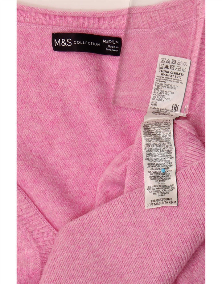 Marks & Spencer Dame Oversized V-hals sweater UK 14 Medium Pink