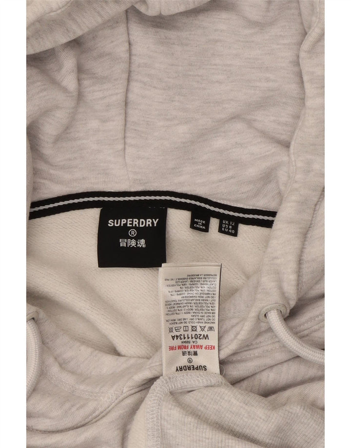 SUPERDRY Dame Oversized Crop Hoodie Jumper UK 12 Medium Grey Colourblock