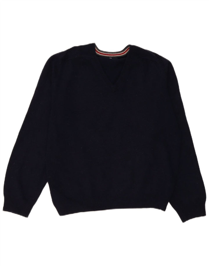 Marks & Spencer Herre V-hals sweater Stor marineblå lammeuld