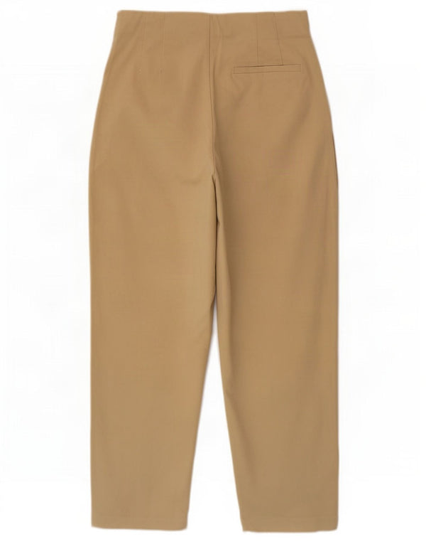 Zara Womens High Waist Cropped Trousers Medium W28 L24 Beige Bomuld