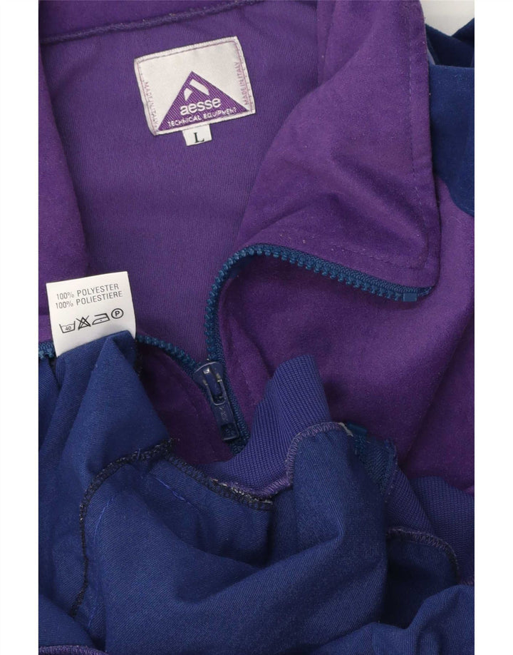 Aesse Herre Velour Træningsdragt Top Jakke Stor Lilla Colourblock Polyester