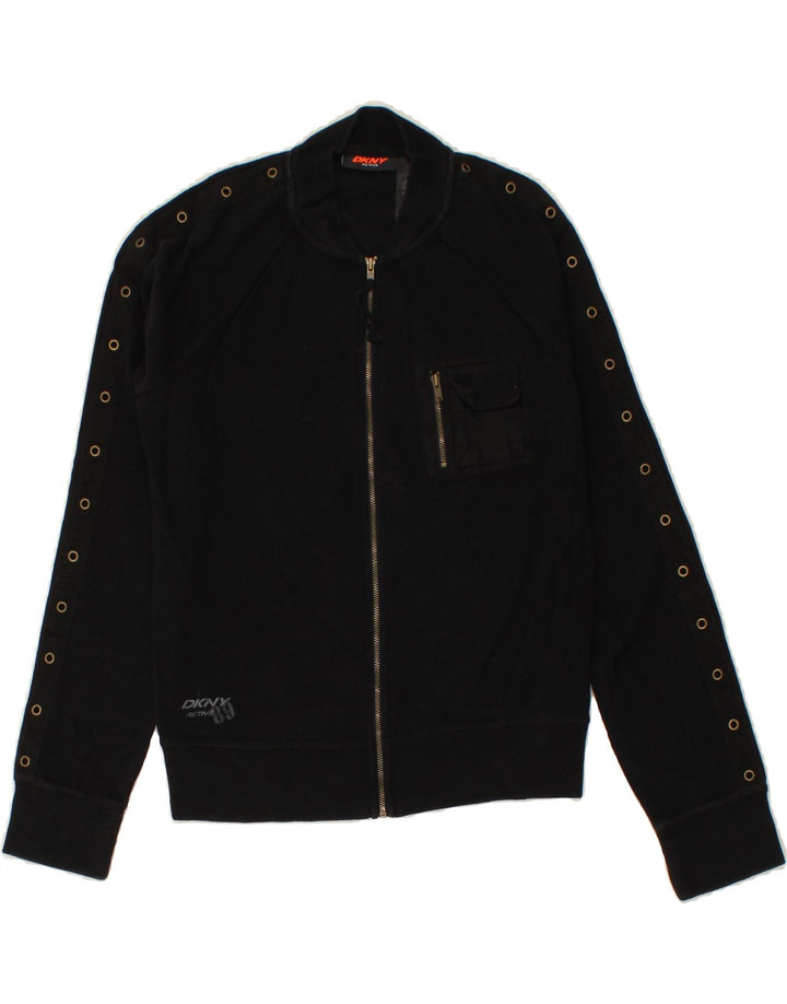 DKNY Womens Tracksuit Top Jacket UK 14 Medium Black Cotton Vintage Dkny and Second-Hand Dkny from Messina Hembry 