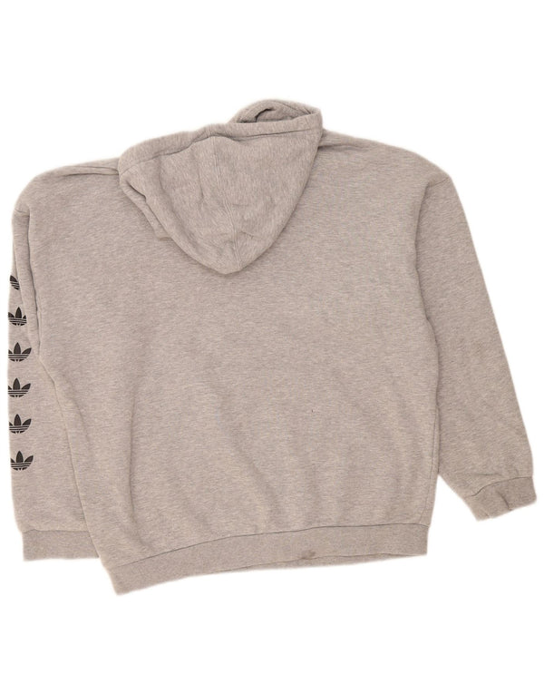 Adidas Womens Graphic Oversized Hoodie Jumper UK 12 Medium Grey Cotton