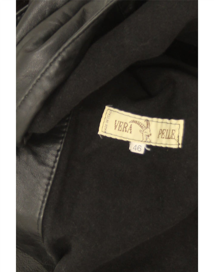 Vintage oversize læderfrakke til kvinder IT 46 Stor sort læder