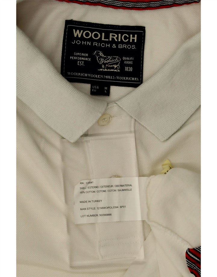 WOOLRICH Mens Polo Shirt Medium White Vintage Woolrich and Second-Hand Woolrich from Messina Hembry 