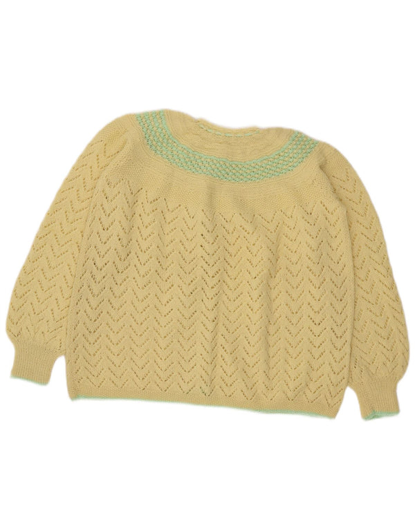 Vintage dame cardigan sweater UK 16 Large Yellow