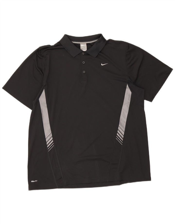 Nike Polo Shirt til mænd UK 47/48 2XL Sort Colourblock Polyester