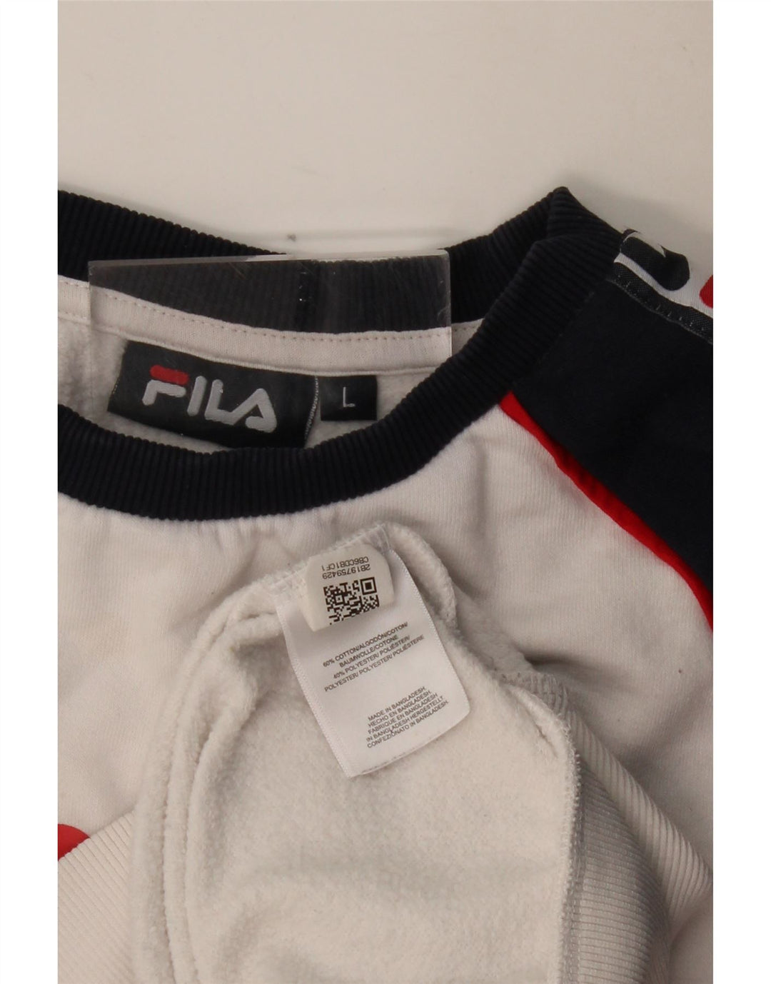 FILA Grafisk Sweatshirt-trøje til mænd Stor Hvid Colourblock Bomuld