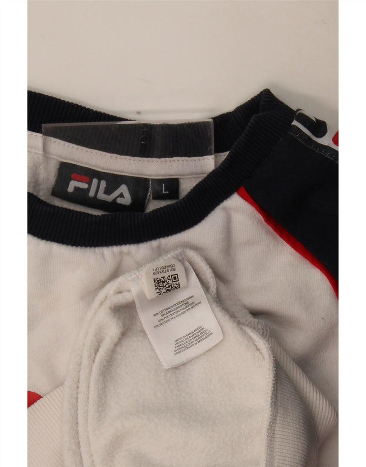 FILA Grafisk Sweatshirt-trøje til mænd Stor Hvid Colourblock Bomuld